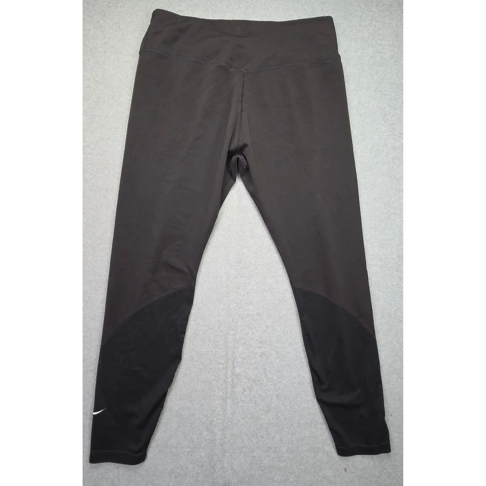 Nike Dri-FIT Women XL Black Mesh Panel‎ Athletic Cropped Leggings Yoga Pocket